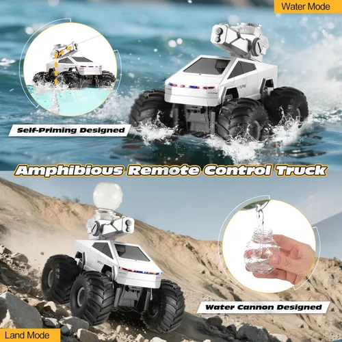 Vista 3 de Camión Cyber RC, auto de control remoto anfibio 1:16, camión monstruo RC impermeable con control remoto de 2.4 GHz, vehículo RC todoterreno 4WD