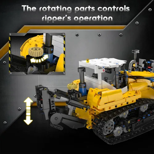 Vista 3 de Mould King 19019 Bulldozer Kit de construcción con cilindros neumáticos, juguete de ingeniería de construcción para adultos, modelo creativo