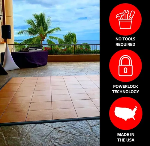 Vista 7 de Big Floors 3X3OAKFLOOR Kit de pista de baile modular de plástico ligero entrelazado (3 x 3 pies), roble, 21 piezas