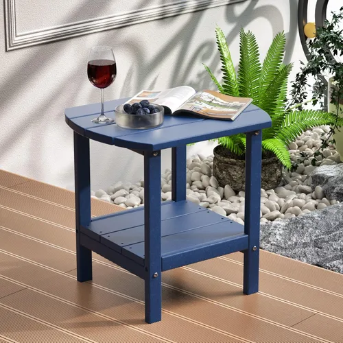Vista 26 de TORVA Mesa auxiliar para exteriores, 17 x 18 x 18 pulgadas, mesa de centro de jardín para patio, reciclable y resistente a la intemperie, con Negro