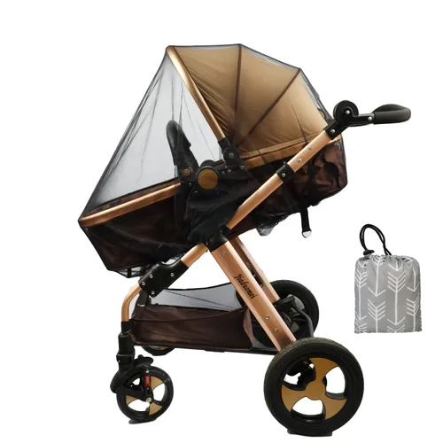 Mosquitero para cochecito para bebé, cosido en bolsa, mosquitero para niños pequeños con bolsa de almacenamiento, red de malla para asiento de Negro