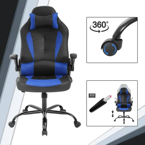 Vista 3 de Silla de computadora para videojuegos, silla de computadora de carreras, silla de oficina, silla de escritorio moderna y ajustable, silla ergonómica