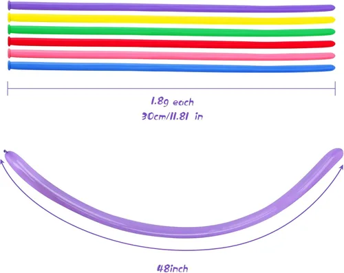 Vista 3 de 100 piezas 260 globos qualatex con 1 kit de bomba de mano, globos profesionales de calidad premium para hacer animales, globos largos de torsión