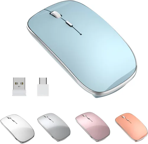 Vista 18 de Halpilt Ratón Inalámbrico Recargable Portátil Silencioso USB-A y Tipo C Modo Dual Ratón Inalámbrico 3 DPI Ajustables para Laptop, Mac, Android, PC