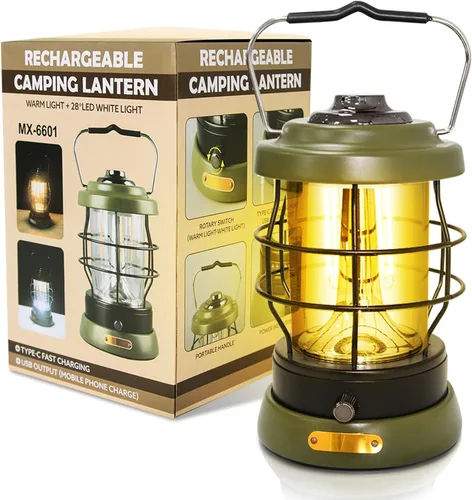 Vista 9 de UniqueFire Linterna de camping retro recargable 1500LM 2 modos regulable, lámpara eléctrica portátil de huracán linterna manos libres, batería