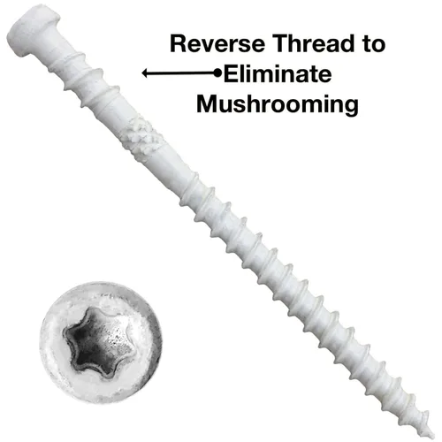 Vista 62 de Tornillo de madera compuesto gris castillo de 2-3/4 pulgadas, cabeza de accionamiento Torx/Star Drive Head - Recubierto Exterior - Compatible