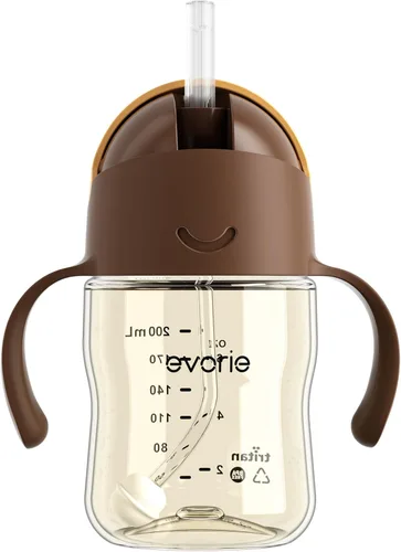 Vista 12 de Evorie Tritan - Vaso para beber con popote con peso con asas para bebés y niños pequeños, botella de agua a prueba de derrames con popote para 6 Azul