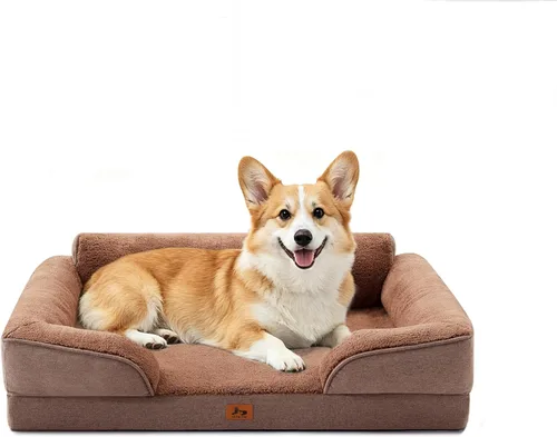 Vista 16 de Cama ortopédica para perros medianos, cama impermeable de espuma tipo huevo con lados suaves, sofá antideslizante para perros con funda extraíble