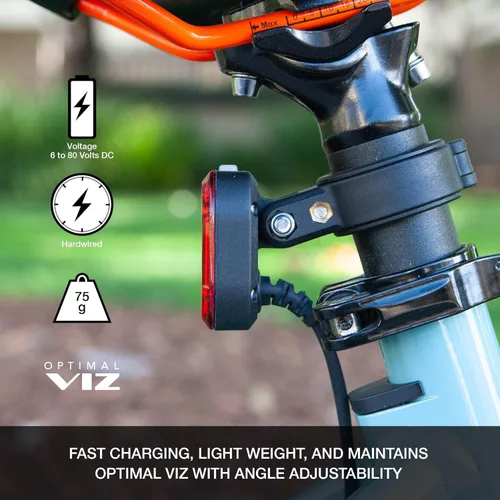 Vista 3 de NiteRider Luz trasera Emax+ 150 E-Bike – Luz trasera de bicicleta eléctrica de 150 lúmenes, 6 modos de flash/constante, cableado a batería
