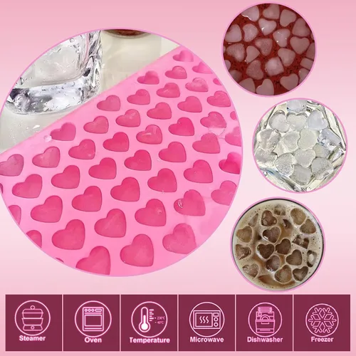 Vista 4 de 2 moldes de silicona con forma de corazón, moldes de gomitas, silicona antiadherente de grado alimenticio, para hornear caramelos de chocolate