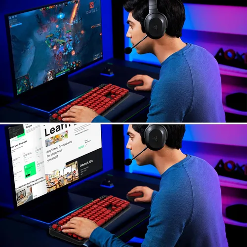 Vista 9 de Teclado y mouse inalámbricos, teclado retro COOFUN para máquina de escribir con teclas redondas, ergonómico de tamaño completo, ideal para PC
