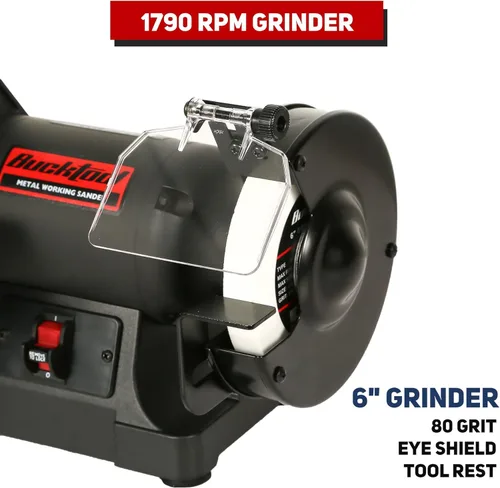 Vista 7 de Bucktool Combo de amoladora de banda de banco de baja velocidad, correa de 2.1 A de 1 x 30 pulgadas y amoladora de 6 pulgadas, lijadora de disco