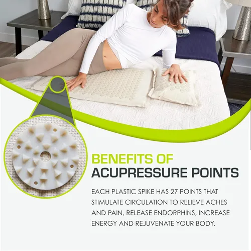 Vista 4 de ProsourceFit Ki Acupressure Mat and Pillow Set with 100% Natural Linen for Back/Neck Pain Relief and Muscle Relaxation