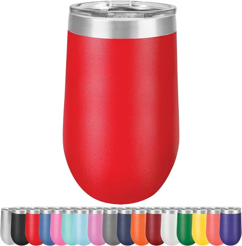 Vista 14 de Vaso de vino grande de 16 onzas, aislado al vacío, acero inoxidable con tapa, vasos de vino aislados con tapas, copas de vino sin tallo (negro)