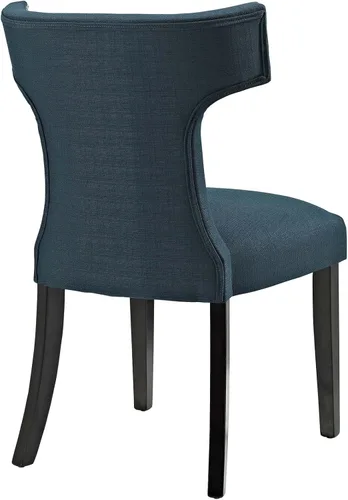 Vista 5 de Modway Curve Mid-Century - Moderna tela tapizada con ribete de cabeza de clavo en color azul, una silla