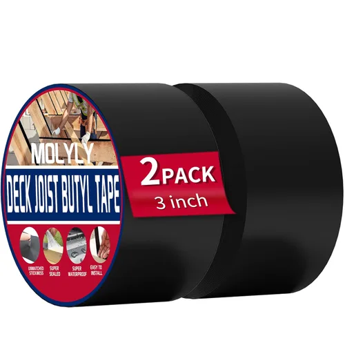 Vista 11 de Cinta de Viguetas para Terrazas de 1-5/8" x 50', 6 Rollos de Cinta de Viguetas de Cubierta Resistente a la Intemperie, Cinta de Viguetas de Butilo