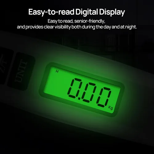 Vista 6 de Meilen - Báscula de equipaje digital para viajes con pantalla LCD retroiluminada, báscula portátil para maleta con capacidad de 110 libras 110.2