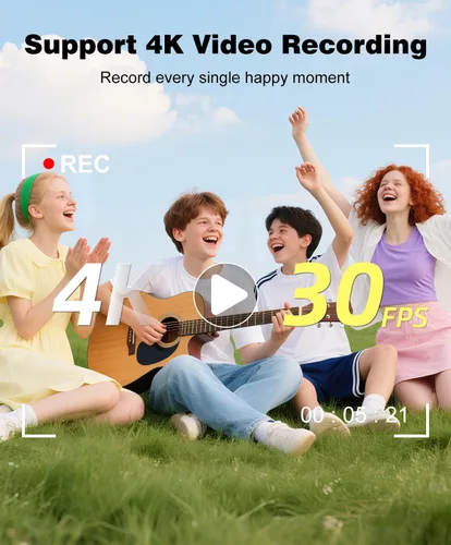 Vista 2 de Cámara Digital 4K para Fotografía, Cámara de Vlogging de 64MP con Enfoque Automático para Videos de YouTube, Cámaras Trasera y Frontal, Cámara