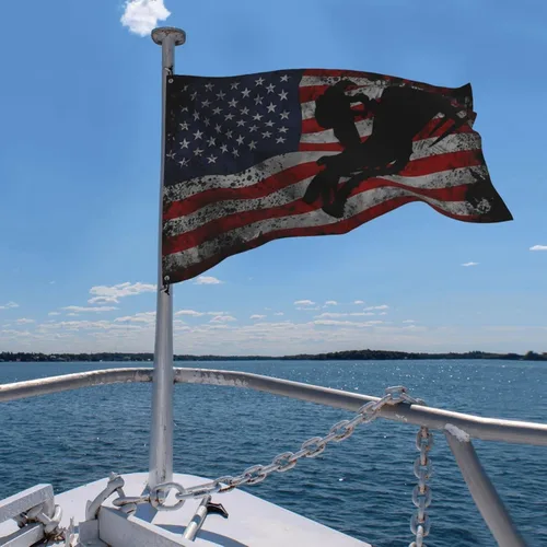 Vista 9 de Bandera de motos de nieve de EE. UU., bandera decorativa duradera de 4 x 6 pies