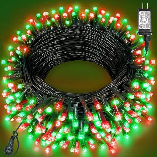 Vista 24 de Tira de luces LED de Navidad de 40 pies con 120 luces LED para exteriores, impermeables, 8 modos, cadena de alambre verde, luces parpadeantes