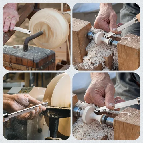 Vista 8 de SainSmart Juego de 4 herramientas de torneado de madera de carburo, diamante redondo y cuadrado, insertos de carburo reemplazables, mango de madera