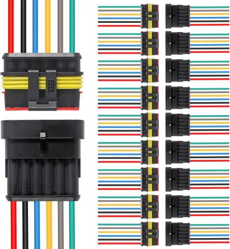 Vista 10 de AITRIP Kit de 10 conectores de 1 pines, conector eléctrico impermeable para automóvil, conector eléctrico de 1 pin con cable 16 AWG marino