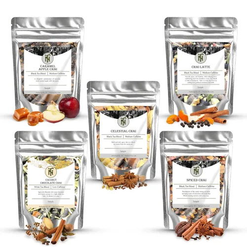 Vista 8 de Nelson's Tea Paquete de Muestra Sin Cafeína - Muestra de Té de Hojas Sueltas - Menta Chocolate Blanco, Glass Slipper, Hoosier Kettle Corn, Hibisco