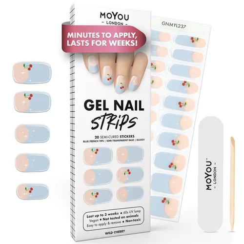 Vista 14 de Semi Cured Gel Nail Strips - 20 Pcs. Salon-Quality Nail Wraps for Women - Works with Any UV Lamp, Long Lasting, Easy to Apply and Remove Gel Nails