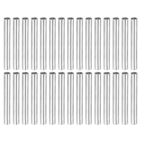 Vista 18 de MECCANIXITY Tuerca de acoplamiento redonda, rosca hembra M4x0.7mm 30mm de rosca, conector de manga redonda para varilla de barra de tubo, tuerca