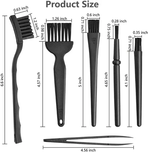 Vista 6 de Cepillo para teclado, 6 en 1, multiusos, portátil, mango de plástico, kit de cepillo antiestático de nailon para MacBook portátil, teléfono, teclado