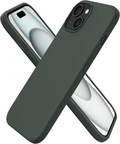 Vista 16 de ORNARTO Funda compatible con iPhone 15 6.1, silicona líquida delgada de 3 capas cubierta completa de goma de gel suave, funda protectora Amatista