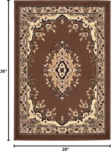Vista 3 de Rugs.com, colección Amaya - Alfombra de pelo medio marrón de 2 x 3 pies perfecta para entradas, cocinas, rincones para desayunar, piezas de realce