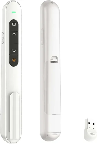 Vista 14 de QUI Clicker de presentación para PowerPoint, RF 2.4GHz USB Presentador inalámbrico remoto con Control de Volumen, Clicker de PowerPoint Avanzador