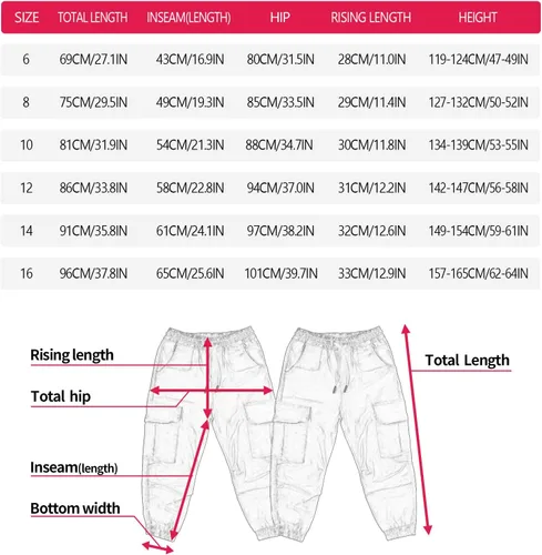 Vista 3 de MINI PANDA Pantalones cargo para niños, Husky con cintura ajustable, talla 6-16