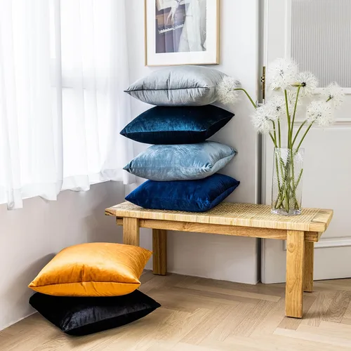 Vista 35 de Home Brilliant Fundas de almohada de primavera de 18x18 pulgadas, fundas de almohada de terciopelo, fundas de almohada cuadradas decorativas sólidas