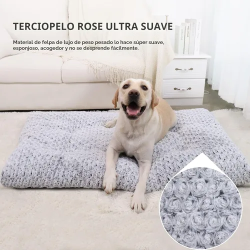Vista 2 de KSIIA Cama lavable para perro, cama de lujo para perros, cómoda almohadilla antideslizante para mascotas, para razas de perros grandes, jumbo, Gris