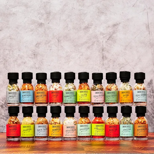 Vista 3 de Smokehouse by Thoughtfully, Gourmet Ultimate - Juego de especias para asar con envoltura de cumpleaños, incluye 20 condimentos de barbacoa