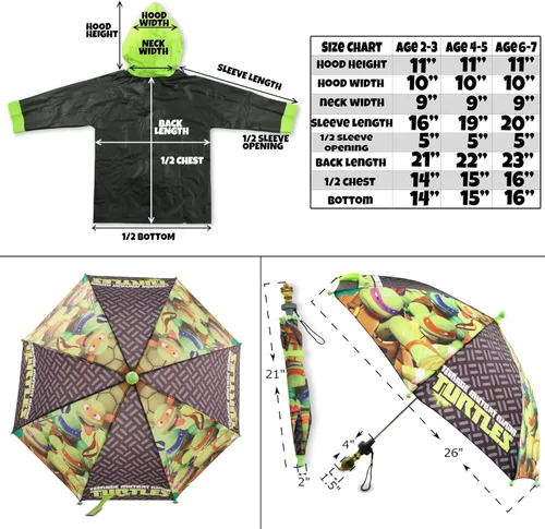 Vista 7 de Nickelodeon TMNT - Juego de ropa de lluvia para niños pequeños de 2 a 3 años