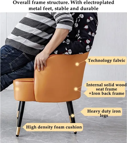 Vista 4 de YCKEGEW Sillón para sala de estar, silla moderna de discoteca, silla de cuero, taburete tapizado, silla individual para sala de estar, dormitorio