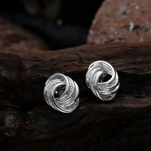 Vista 5 de Gold Silver Love Knot Clip On Earrings for Women, Fashion Clip On Earring No Pierced Earring