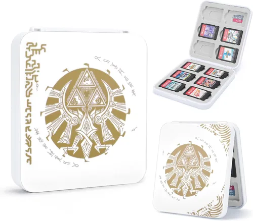 DLseego Game Card Case for Switch LiteSwitchSwitch OLED, Gold Kingdom Medallion Design Switch Game Cartridge Memory Card Portable Storage with 12