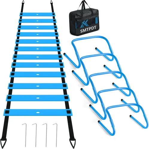 Agility Ladder,Soccer Training Equipment Set,20ft Speed Ladder,5 Agility Hurdles,Football Basketball Training Equipment,Football Accessories for