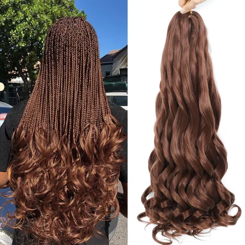 Vista 29 de YUUYEE Cabello rizado con trenzas francesas de 14 pulgadas, 8 paquetes de cabello rizado preestirado con ondas sueltas y trenzas de ganchillo de 1b