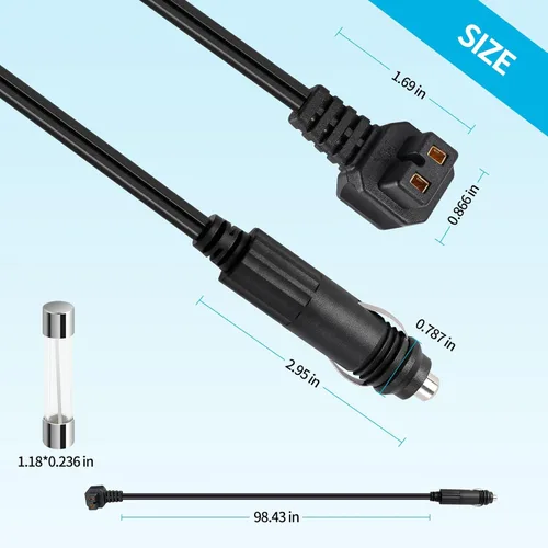 Vista 8 de Cable de alimentación de 12 V/24 V CC para refrigerador de coche, refrigerador portátil de coche, cable de alimentación de 12 voltios compatible