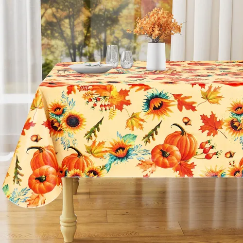 Vista 21 de misaya Mantel rectangular de vinilo impermeable, mantel lavable con reverso de franela, mantel de plástico para cena, picnic, interior y exterior