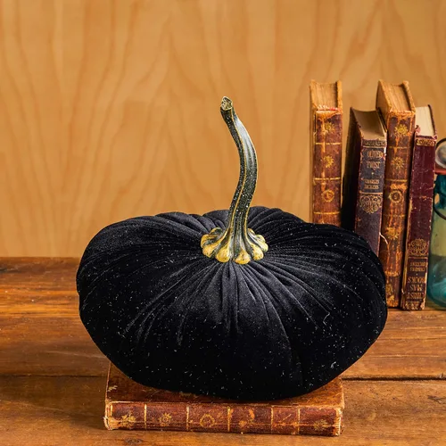 Vista 4 de Your Heart's Content Calabaza de terciopelo de 9 pulgadas, decoración de otoño hecha a mano, centro de mesa de boda de otoño, decoración rústica