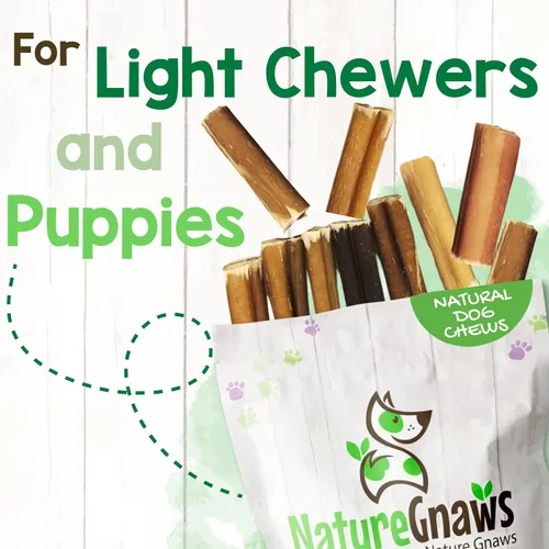 Vista 5 de Nature Gnaws Bully Stick Bites para perros pequeños de 2 a 4 pulgadas (8 onzas), de larga duración para masticadores ligeros y cachorros, golosinas