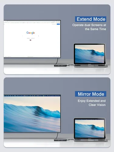 Vista 5 de Hub Ethernet USB C, adaptador multipuerto 5 en 1 de dockteck con USB C a 4K HDMI, LAN de 1 Gbps, 3 USB 3.0, para MacBook Air/Pro, iPad Air/Pro