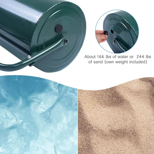 Vista 4 de S AFSTAR Rodillo de césped, empuje/remolque detrás del césped con mango en forma de U, rodillo de tambor de jardín relleno de agua y arena