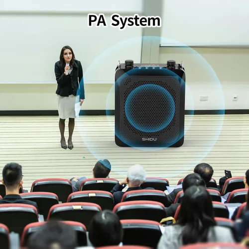 Vista 7 de SHIDU Amplificador de voz de 25 W Altavoz portátil con micrófono inalámbrico Sistema PA personal Batería recargable de 2000 mAh para profesores Aula
